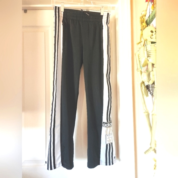 ADIDAS Black Adibreak Tear Away 3 Stripes  Snap Up Sides Track Pants - Picture 3 of 16